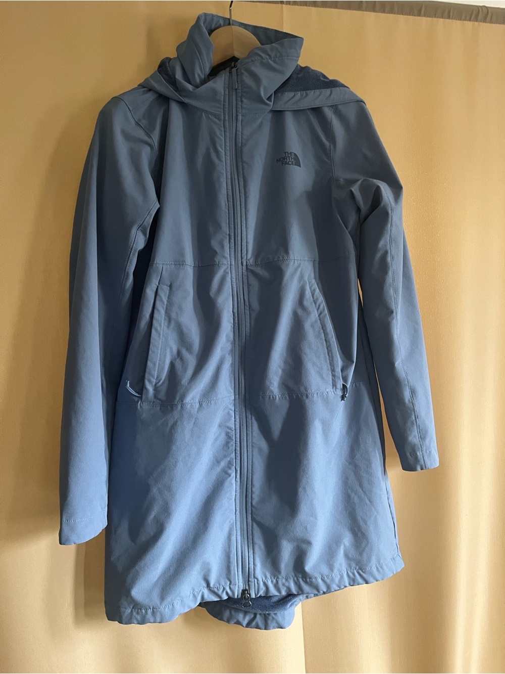 The North Face Sky Blue Hooded Long Rain Jacket